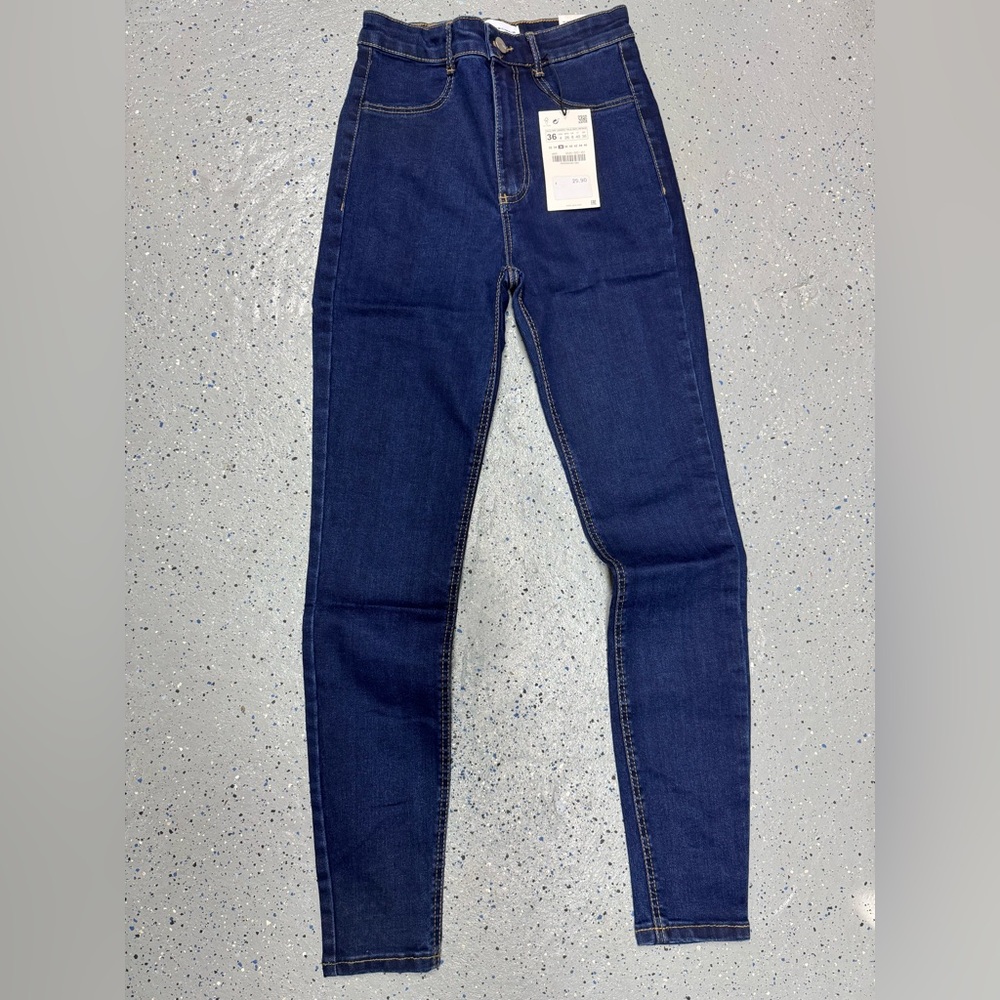 Zara High Rise Dark Blue Jeans